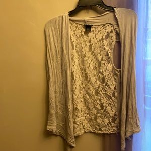 Gray vest/cardigan call all lace back  large